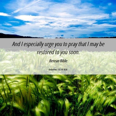 Picture 06 - Hebrews 13:19 BSB - And I especially urge you to pray that I may be - Bible Verse Picture