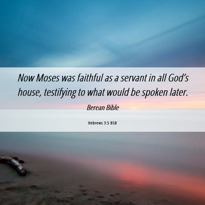 Picture 06 - Hebrews 3:5 BSB - Now Moses was faithful as a servant in all - Bible Verse Picture