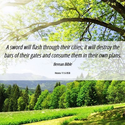 Picture 06 - Hosea 11:6 BSB - A sword will flash through their cities; it will - Bible Verse Picture