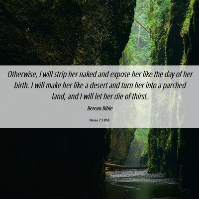 Picture 06 - Hosea 2:3 BSB - Otherwise, I will strip her naked and expose her - Bible Verse Picture