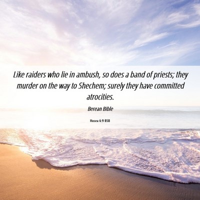 Picture 06 - Hosea 6:9 BSB - Like raiders who lie in ambush, so does a band of - Bible Verse Picture