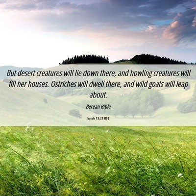 Picture 06 - Isaiah 13:21 BSB - But desert creatures will lie down there, and - Bible Verse Picture