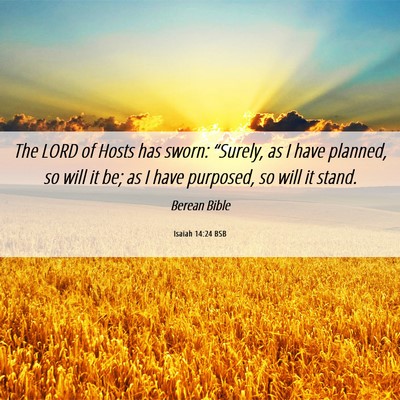 Picture 06 - Isaiah 14:24 BSB - The LORD of Hosts has sworn: “Surely, as I have - Bible Verse Picture