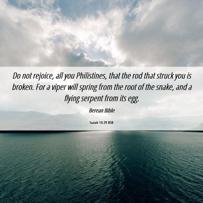 Picture 06 - Isaiah 14:29 BSB - Do not rejoice, all you Philistines, that the rod - Bible Verse Picture
