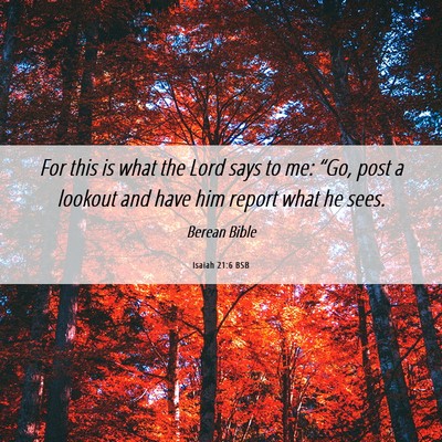 Picture 06 - Isaiah 21:6 BSB - For this is what the Lord says to me: “Go, post - Bible Verse Picture