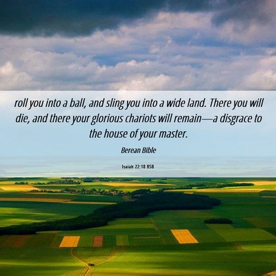 Picture 06 - Isaiah 22:18 BSB - roll you into a ball, and sling you into a wide - Bible Verse Picture
