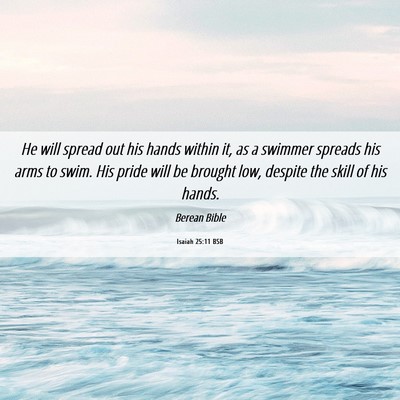 Picture 06 - Isaiah 25:11 BSB - He will spread out his hands within it, as a - Bible Verse Picture
