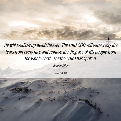 Picture 06 - Isaiah 25:8 BSB - He will swallow up death forever. The Lord GOD - Bible Verse Picture