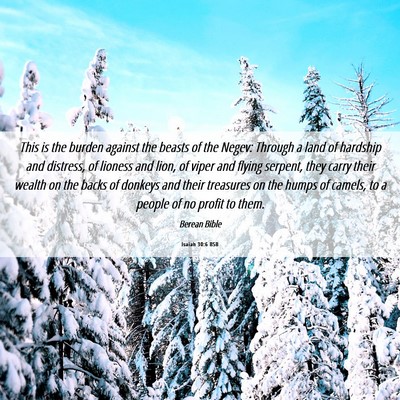 Picture 06 - Isaiah 30:6 BSB - This is the burden against the beasts of the - Bible Verse Picture