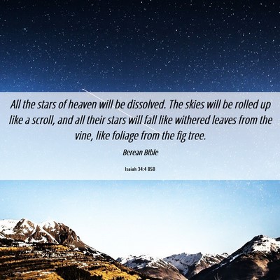 Picture 06 - Isaiah 34:4 BSB - All the stars of heaven will be dissolved. The - Bible Verse Picture