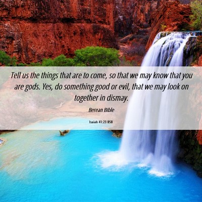 Picture 06 - Isaiah 41:23 BSB - Tell us the things that are to come, so that we - Bible Verse Picture