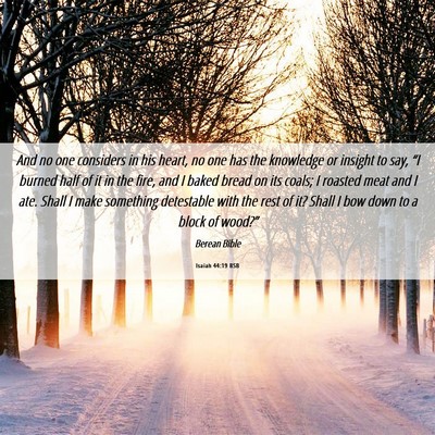 Picture 06 - Isaiah 44:19 BSB - And no one considers in his heart, no one has the - Bible Verse Picture