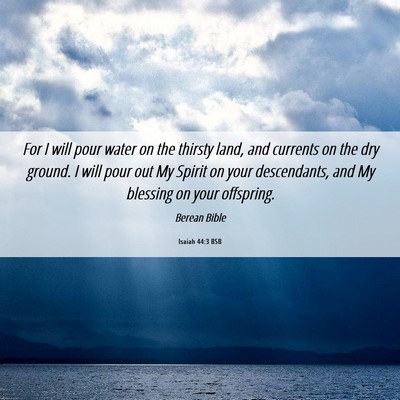 Picture 06 - Isaiah 44:3 BSB - For I will pour water on the thirsty land, and - Bible Verse Picture