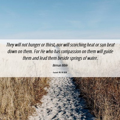 Picture 06 - Isaiah 49:10 BSB - They will not hunger or thirst, nor will - Bible Verse Picture