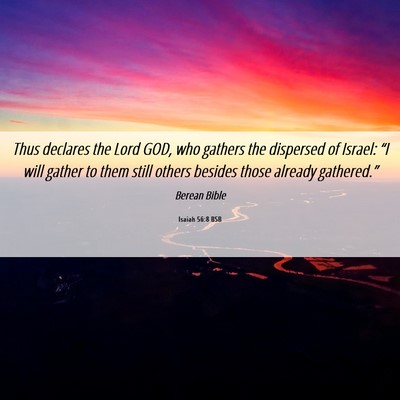 Picture 06 - Isaiah 56:8 BSB - Thus declares the Lord GOD, who gathers the - Bible Verse Picture