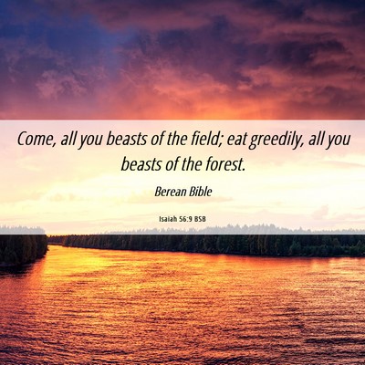Picture 06 - Isaiah 56:9 BSB - Come, all you beasts of the field; eat greedily, - Bible Verse Picture
