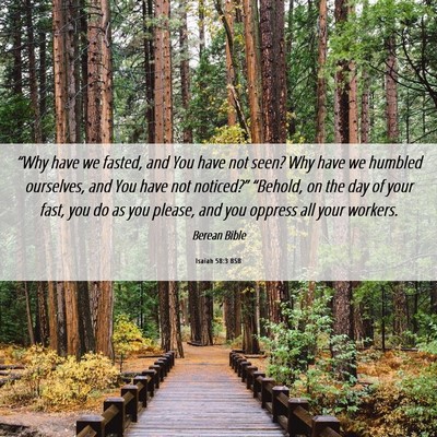 Picture 06 - Isaiah 58:3 BSB - “Why have we fasted, and You have not seen? Why - Bible Verse Picture