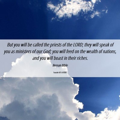 Picture 06 - Isaiah 61:6 BSB - But you will be called the priests of the LORD; - Bible Verse Picture
