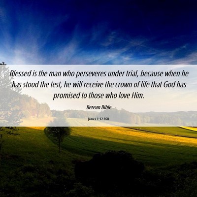 Picture 06 - James 1:12 BSB - Blessed is the man who perseveres under trial, - Bible Verse Picture