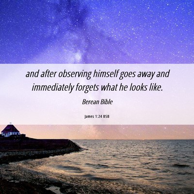Picture 06 - James 1:24 BSB - and after observing himself goes away and - Bible Verse Picture
