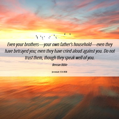 Picture 06 - Jeremiah 12:6 BSB - Even your brothers—your own father’s - Bible Verse Picture
