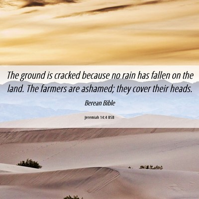 Picture 06 - Jeremiah 14:4 BSB - The ground is cracked because no rain has fallen - Bible Verse Picture