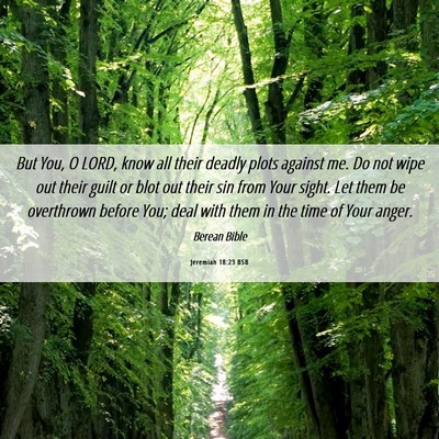 Picture 06 - Jeremiah 18:23 BSB - But You, O LORD, know all their deadly plots - Bible Verse Picture