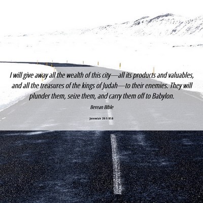Picture 06 - Jeremiah 20:5 BSB - I will give away all the wealth of this - Bible Verse Picture