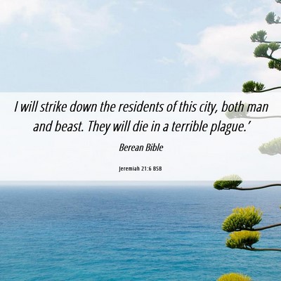 Picture 06 - Jeremiah 21:6 BSB - I will strike down the residents of this city, - Bible Verse Picture