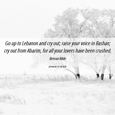 Picture 06 - Jeremiah 22:20 BSB - Go up to Lebanon and cry out; raise your voice in - Bible Verse Picture
