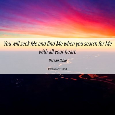 Picture 06 - Jeremiah 29:13 BSB - You will seek Me and find Me when you search for - Bible Verse Picture