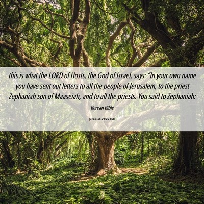 Picture 06 - Jeremiah 29:25 BSB - this is what the LORD of Hosts, the God of - Bible Verse Picture