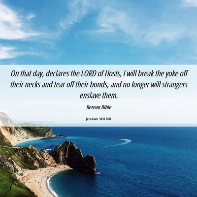 Picture 06 - Jeremiah 30:8 BSB - On that day, declares the LORD of Hosts, I will - Bible Verse Picture