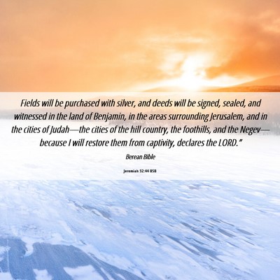 Picture 06 - Jeremiah 32:44 BSB - Fields will be purchased with silver, and deeds - Bible Verse Picture