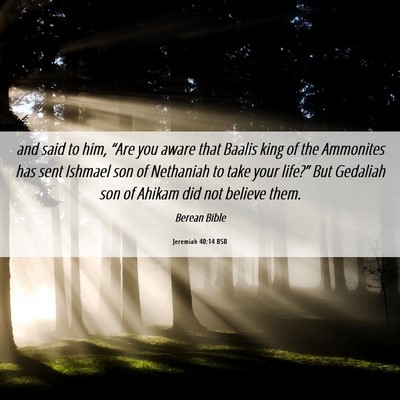 Picture 06 - Jeremiah 40:14 BSB - and said to him, “Are you aware that Baalis - Bible Verse Picture