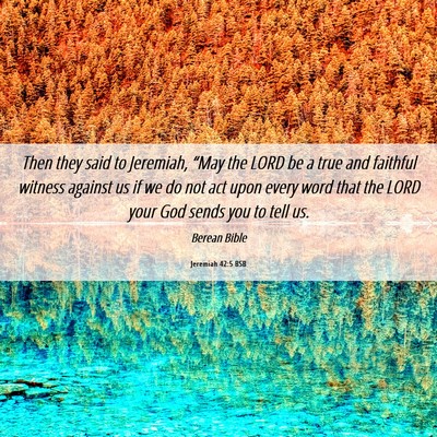 Picture 06 - Jeremiah 42:5 BSB - Then they said to Jeremiah, “May the LORD be a - Bible Verse Picture