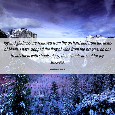 Picture 06 - Jeremiah 48:33 BSB - Joy and gladness are removed from the orchard and - Bible Verse Picture
