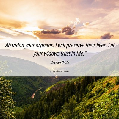 Picture 06 - Jeremiah 49:11 BSB - Abandon your orphans; I will preserve their - Bible Verse Picture