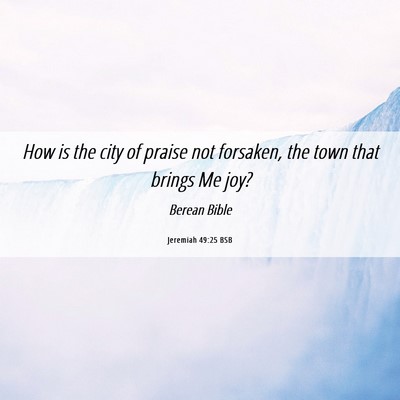 Picture 06 - Jeremiah 49:25 BSB - How is the city of praise not forsaken, the town - Bible Verse Picture