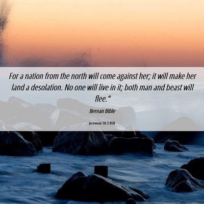 Picture 06 - Jeremiah 50:3 BSB - For a nation from the north will come against - Bible Verse Picture