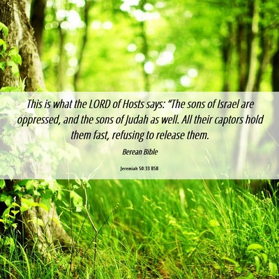Picture 06 - Jeremiah 50:33 BSB - This is what the LORD of Hosts says: “The sons - Bible Verse Picture