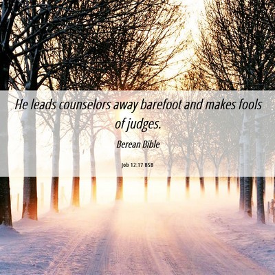 Picture 06 - Job 12:17 BSB - He leads counselors away barefoot and makes fools - Bible Verse Picture