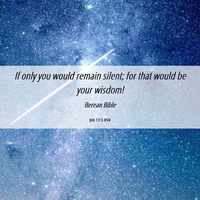 Picture 06 - Job 13:5 BSB - If only you would remain silent; for that would - Bible Verse Picture