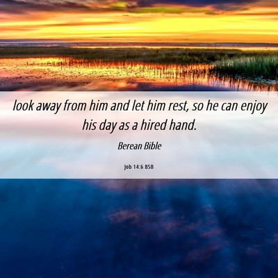 Picture 06 - Job 14:6 BSB - look away from him and let him rest, so he can - Bible Verse Picture