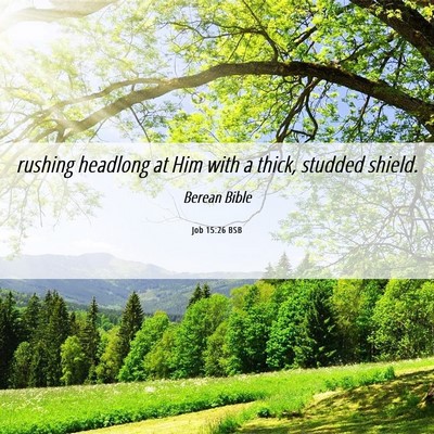 Picture 06 - Job 15:26 BSB - rushing headlong at Him with a thick, studded - Bible Verse Picture