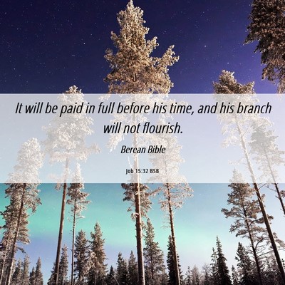 Picture 06 - Job 15:32 BSB - It will be paid in full before his time, and his - Bible Verse Picture
