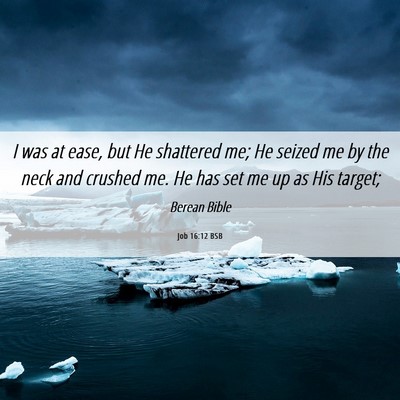 Picture 06 - Job 16:12 BSB - I was at ease, but He shattered me; He seized me - Bible Verse Picture