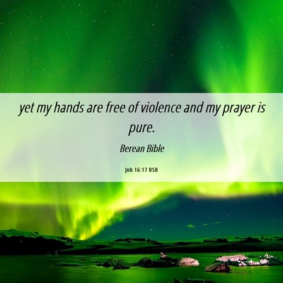 Picture 06 - Job 16:17 BSB - yet my hands are free of violence and my prayer - Bible Verse Picture