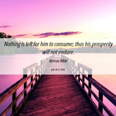 Picture 06 - Job 20:21 BSB - Nothing is left for him to consume; thus his - Bible Verse Picture