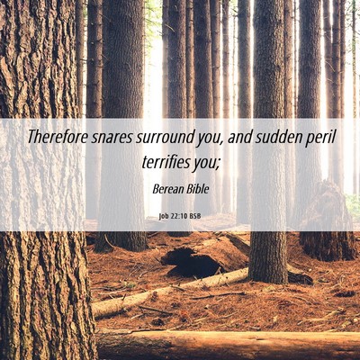 Picture 06 - Job 22:10 BSB - Therefore snares surround you, and sudden peril - Bible Verse Picture